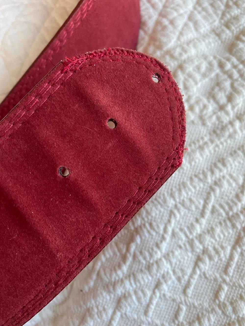 Retro 1980s style wide Burgundy Merlot Red Suede Women's Belt Silver Buckle 32”